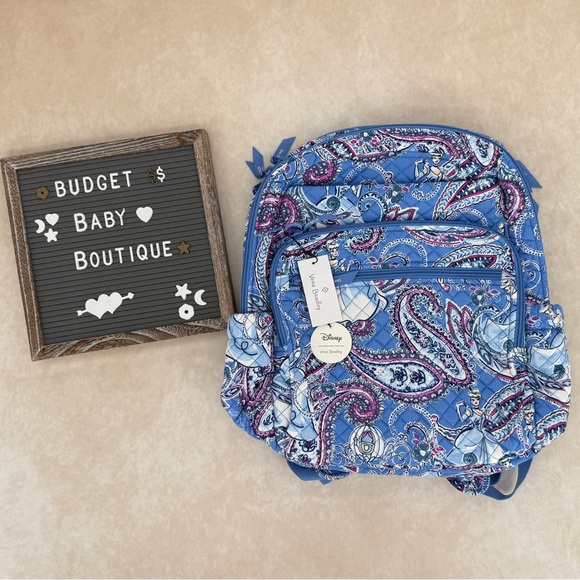 New Vera Bradley Disney Blue Cinderella Paisley Backpack - Picture 1 of 3